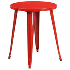 24'' Round Red Metal Indoor-Outdoor Table Set with 4 Arm Chairs (CH-51080TH-4-18ARM-RED-GG)-Metal
