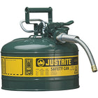 Justrite Type II AccuFlow Safety Cans, 5/8" x 11 1/2" x 12", Green-AccuFlow™ exclusive Safe-Squeeze® trigger mechanism allows for smooth flow and accurate pouring