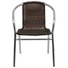 Flash Furniture Commercial Aluminum & Dark Brown Rattan Indoor-Outdoor Restaurant Stack Chair-Stackable Cafe Chair