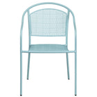 Chaise de patio en acier avec accoudoirs et dossier rond, intérieur/extérieur, bleu ciel (CO-3-SKY-GG)-Chaise de jardin empilable