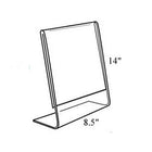 Azar Displays – Porte-affiche vertical en acrylique incliné en L, 14 x 8,5 po, transparent, 10/paquet (112706)-L’accès sur le côté du cadre permet une insertion facile du matériel imprimé