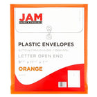 JAM Paper Enveloppes avec fermeture à bouton en plastique et ficelle, 9 3/4 x 11 3/4 po, orange vif, paquet de 12-Texture de lin