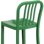 Flash Furniture 24" High Green Metal Indoor-Outdoor Counter Height Stool with Vertical Slat Back-Footrest