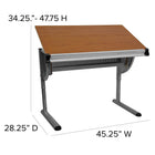 Flash Furniture Adjustable Drawing & Drafting Table with Pewter Frame-Supply Tray under work surface