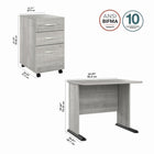 Bush Business Furniture - Petit bureau d'ordinateur 36 po l avec classeur mobile à 3 tiroirs Studio A -gris platine-La surface de 36 po du bureau comprend un passe-fils integre pour garder les fils et les câbles en ordre