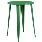 Ensemble de table de bar ronde en métal vert avec 2 tabourets carrés, intérieur/extérieur, 30 po (CH-51090BH-2-30SQST-GN-GG)-Métal