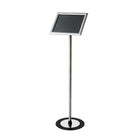 Futech FSH011S Landscape/Portrait Floor Sign Holder - 10.5" x 13" Signs - Silver-360-degree Adjustable frame