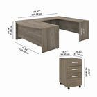 Bureau en U 72 po x 36 po avec classeur mobile Studio C de Bush Business Furniture - hickory moderne/hickory moderne-Bois d’ingénierie en hickory moderne/hickory moderne