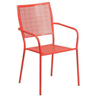 Table de jardin carrée pliante en acier de 28 po et 2 chaises à dossier carré, int./ext., corail [CO-28SQF-02CHR2-RED-GG]-4