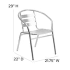Flash Furniture Commercial Aluminum Indoor-Outdoor Restaurant Stack Chair with Triple Slat Back & Arms-Plastic Floor Glides