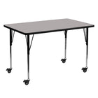 Flash Furniture – Table d’activités mobile, hauteur ajustable, surface en stratifié de 60 x 30 x 1,25 po, gris (XUA3060RECGYHAC)-Gris/fini chromé, placage en stratifié, acier