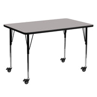 Flash Furniture – Table d’activités mobile, hauteur ajustable, surface en stratifié de 60 x 30 x 1,25 po, gris (XUA3060RECGYHAC)-Gris/fini chromé, placage en stratifié, acier