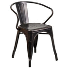 Flash Furniture Black-Antique Gold Metal Indoor-Outdoor Chair with Arms-500 lb. Weight Capacity