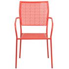 Chaise de patio en acier avec accoudoirs et dossier carré, intérieur/extérieur, corail (CO-2-RED-GG)-Chaise de jardin empilable