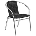 Flash Furniture 27.5'' Round Aluminum Indoor-Outdoor Table with 2 Black Rattan Chairs (TLH-ALUM-28RD-020BKCHR2-GG)-ANSI BIFMA Certified