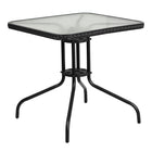 Flash Furniture 28" Square Tempered Glass Metal Table with Black Rattan Edging-Patio Table