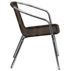 Flash Furniture Commercial Aluminum & Dark Brown Rattan Indoor-Outdoor Restaurant Stack Chair-Curved Back
