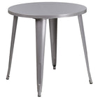 Table ronde de 30 po en métal argenté avec 2 chaises de bistro, intérieur/extérieur [CH-51090TH-2-18CAFE-SIL-GG]-Revêtement thermolaqué argenté