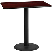 Flash Furniture – Table bistro en stratifié acajou de 30 x 48 po avec base circulaire de 24 po (XUMA3048TR24B)-Table d'hospitalité à hauteur de bar