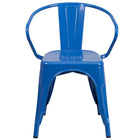Flash Furniture – Chaise en métal avec accoudoirs pour l’intérieur et l’extérieur, bleu (CH31270BL)-Chaise empilable de style bistro