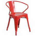 Flash Furniture Red Metal Indoor-Outdoor Chair with Arms-500 lb. Weight Capacity