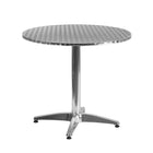 31.5'' Round Aluminum Indoor-Outdoor Table with 4 Beige Rattan Chairs (TLH-ALUM-32RD-020BGECHR4-GG)-Metal
