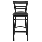 Flash Furniture – Tabouret de bar/restaurant Hercules en métal noir, dossier à traverses horizontales, siège en vinyle noir-Tabouret de bar en métal