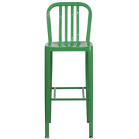 Flash Furniture 30" High Green Metal Indoor-Outdoor Barstool with Vertical Slat Back-Industrial Style Modern Barstool