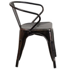 Flash Furniture Black-Antique Gold Metal Indoor-Outdoor Chair with Arms-Stacks up to 8 Chairs High