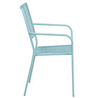 Chaise de patio en acier avec accoudoirs et dossier carré, intérieur/extérieur, bleu ciel (CO-2-SKY-GG)-Dossier carré