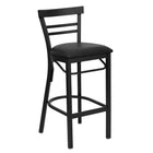Flash Furniture – Tabouret de bar/restaurant Hercules en métal noir, dossier à traverses horizontales, siège en vinyle noir-Capacité de poids de 500 lb