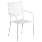 Table de jardin carrée pliante en acier de 28 po et 2 chaises à dossier carré, int./ext., blanc [CO-28SQF-02CHR2-WH-GG]-4