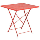 28'' Square Coral Indoor-Outdoor Steel Folding Patio Table Set with 4 Square Back Chairs [CO-28SQF-02CHR4-RED-GG]-Designed for Indoor and Outdoor Use