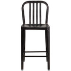 Tabouret de comptoir en métal 24 po à dossier à lattes verticales, intérieur/extérieur, noir antique et or (CH-61200-24-BQ-GG)-Tabouret de comptoir moderne style industriel