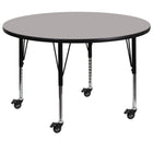 Flash Furniture – Table mobile, surface en stratifié ronde 48 x 1,25 po, hauteur ajustable préscolaire, gris (XUA48RNDGYHPC)-Gris/fini chromé, placage en stratifié, acier