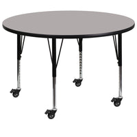 Flash Furniture – Table mobile, surface en stratifié ronde 48 x 1,25 po, hauteur ajustable préscolaire, gris (XUA48RNDGYHPC)-Gris/fini chromé, placage en stratifié, acier