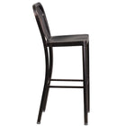 Flash Furniture 30" High Black-Antique Gold Metal Indoor-Outdoor Barstool with Vertical Slat Back-Vertical Slat Back