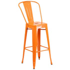 24'' Round Orange Metal Indoor-Outdoor Bar Table Set with 4 Cafe Barstools [CH-51080BH-4-30CAFE-OR-GG]-4