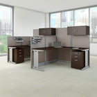 Bush Business Furniture Office in an Hour 2 Person L Shaped Cubicle Workstations, Mocha Cherry (OIAH008MR)-Thermally Fused Laminate over Composite Wood