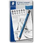 Staedtler Mars Lumograph Drawing/Writing Pencils - 12 Pack-12-piece lumograph drawing/writing pencil set includes highest quality graphite pencils in precisely differentiated degrees  
