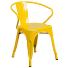 Flash Furniture – Chaise en métal avec accoudoirs pour l’intérieur et l’extérieur, jaune (CH31270YL)-Capacité de poids de 500 lb