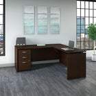 Bush Business Furniture Westfield 72W x 30D 3 Position Sit to Stand L Desk with Mobile File Cabinet, Mocha Cherry (SRC125MRSU)-Lift-n-Lock Desktop can be set at 3 standing height positions: 37, 40 or 43 inches and easily returns to seated height