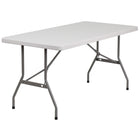 Flash Furniture 30"W x 60"L Granite Plastic Folding Table, White-Ready To Use Commercial Table