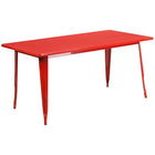 Flash Furniture 31.5" x 63" Rectangular Red Metal Indoor-Outdoor Table-Metal Cafe Table