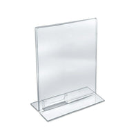 Azar Displays 11" x 8.5" Vertical Double Sided Stand Up Acrylic Sign Holder with Business Card Pocket, 10 Pack (252040)-For advertising information and contact information