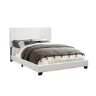 Monarch Specialties - 5911Q Lit - Grand - Plate-forme - Cadre - Rembourré - Pu D'aspect Cuir - Blanc-Style contemporain tendance
