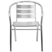 Flash Furniture Heavy Duty Commercial Aluminum Indoor-Outdoor Restaurant Stack Chair with Triple Slat Back-Stackable Cafe Chair