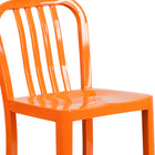 Tabouret de comptoir en métal à dossier à lattes verticales, intérieur/extérieur, hauteur de 24 po, orange (CH-61200-24-OR-GG)-5