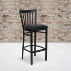 Flash Furniture – Tabouret de bar/restaurant Hercules en métal noir, dossier à traverses verticales, siège en vinyle noir-Assemblage soudé
